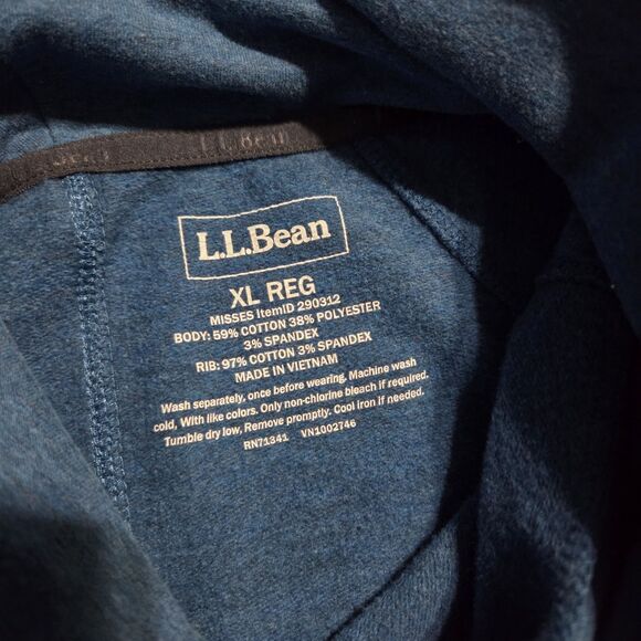 L.L. Bean Sweatshirt Women XL Blue Cozy Pullover Cowl Neck Pocket Thumb Holes - Picture 3 of 7